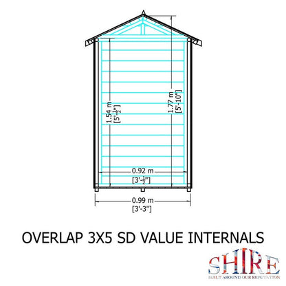 Shire 5' 3" x 3' 2" Apex Shed - Budget Dip Treated Overlap