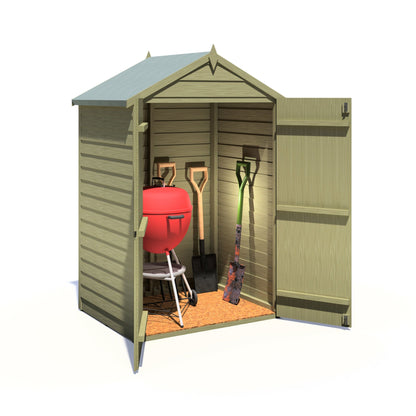 Shire Ashworth 4' 4" x 3' 3" Apex Shed - Premium Pressure Treated Overlap