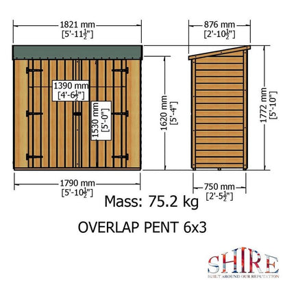 Shire Shire Ashworth 5' 11" x 2' 10" Apex Shed - Premium Pressure Treated Tongue & Groove