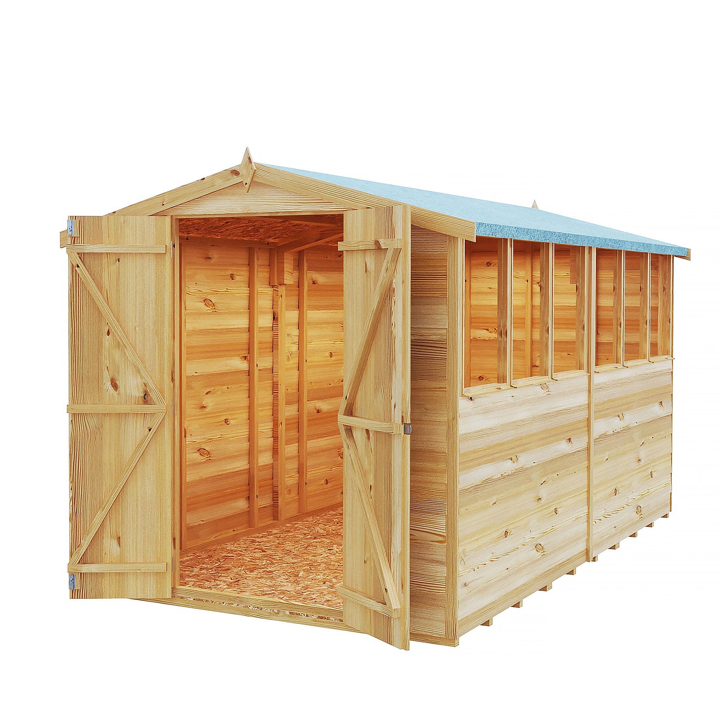 Shire Ashworth 6' 7" x 9' 10" Apex Shed - Budget Dip Treated Overlap