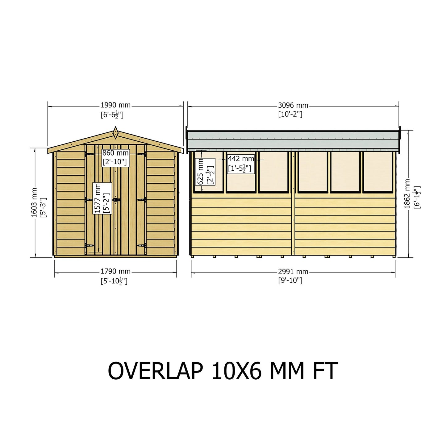 Shire Ashworth 6' 7" x 9' 10" Apex Shed - Budget Dip Treated Overlap