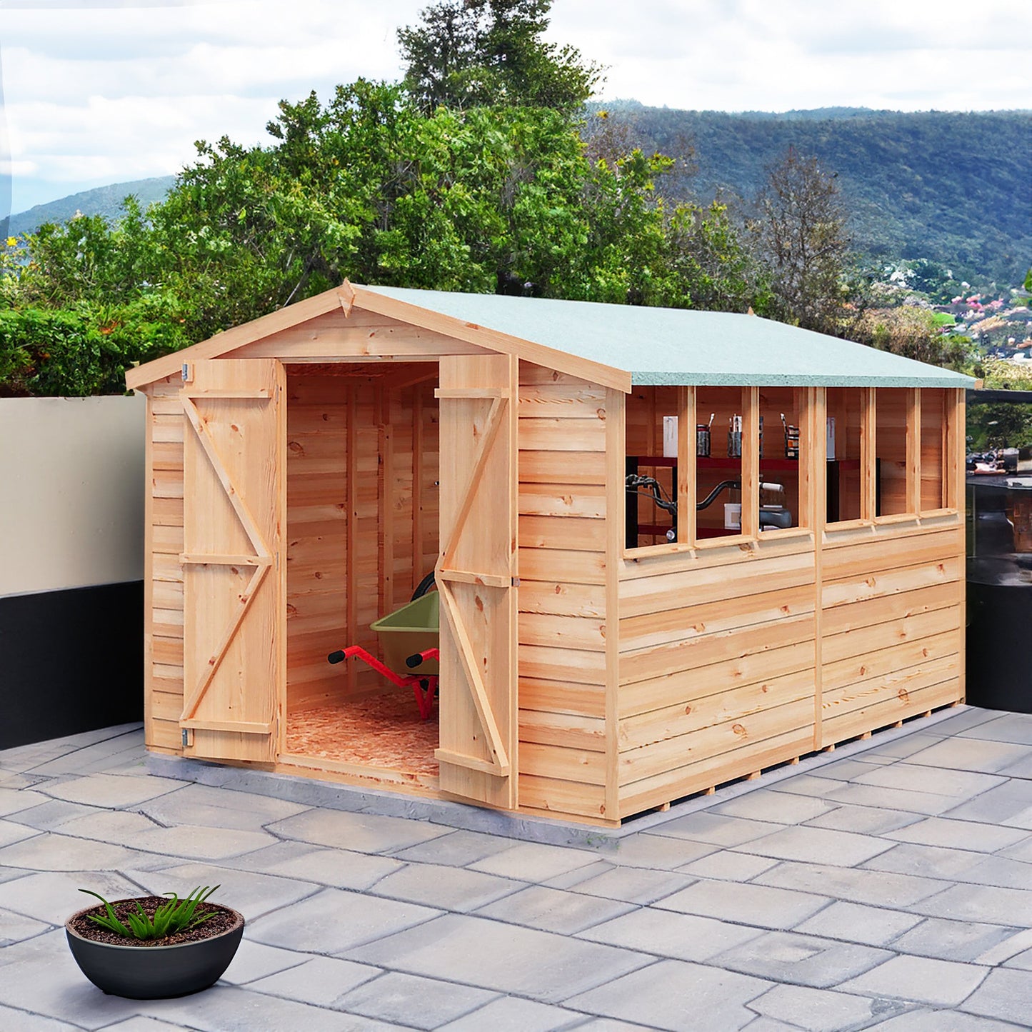 Shire Ashworth 8' 4" x 10' 3" Apex Shed - Budget Dip Treated Overlap