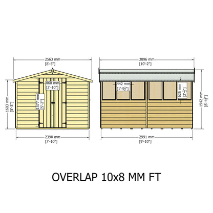 Shire Ashworth 8' 4" x 10' 3" Apex Shed - Budget Dip Treated Overlap