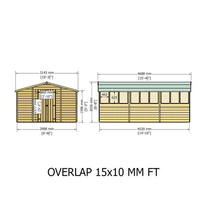 Shire Ashworth 10' 3" x 15' 4" Apex Shed - Premium Dip Treated Overlap