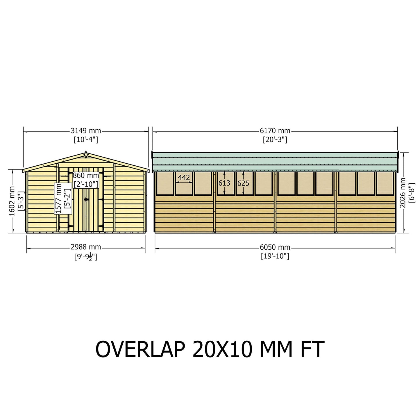 Shire Ashworth 10' 3" x 20' 4" Apex Shed - Premium Dip Treated Overlap