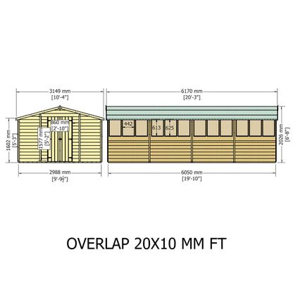 Shire Ashworth 10' 3" x 20' 4" Apex Shed - Premium Dip Treated Overlap