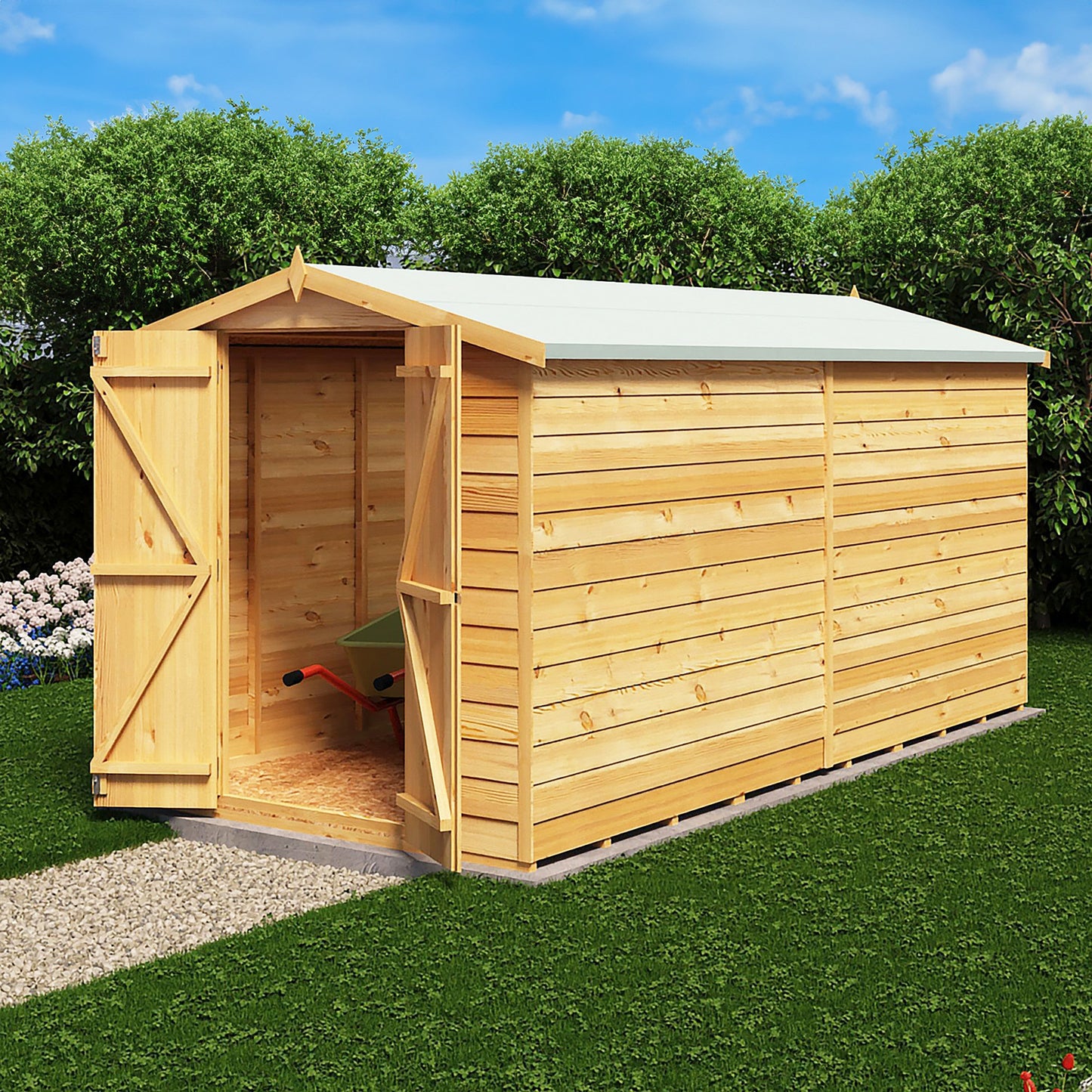 Shire Ashworth 6' 7" x 12' 2" Apex Shed - Premium Coated Overlap