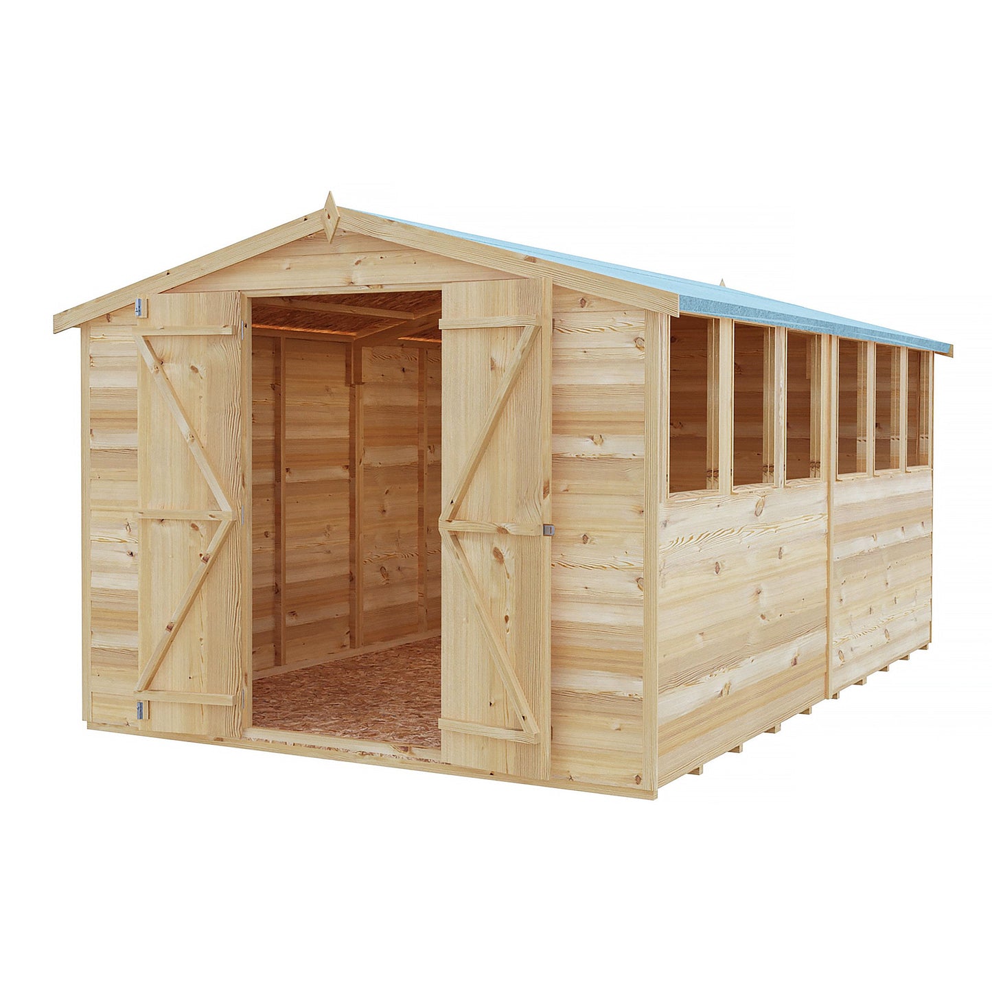 Shire Ashworth 8' 5" x 11' 9" Apex Shed - Budget Dip Treated Overlap