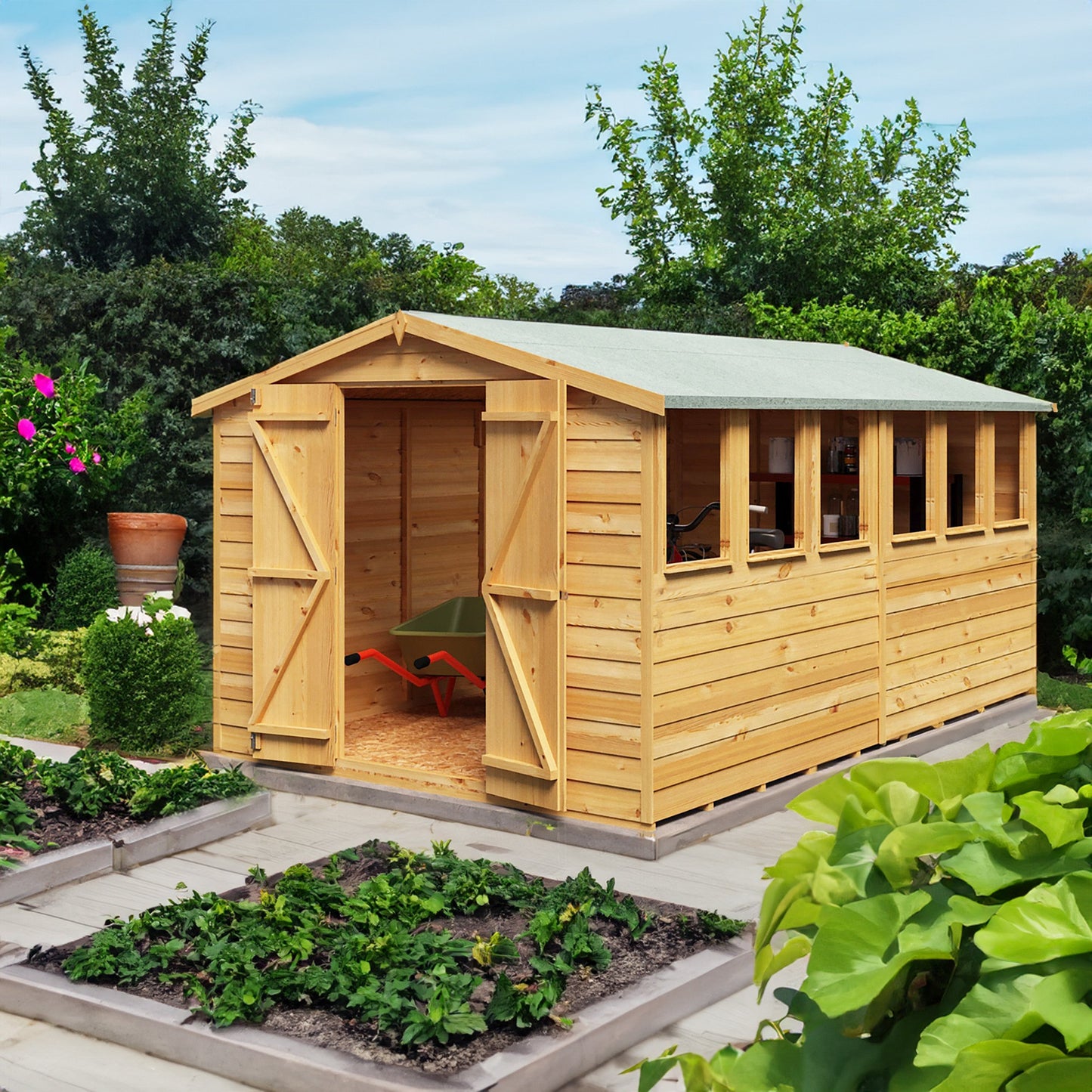 Shire Ashworth 8' 5" x 11' 9" Apex Shed - Budget Dip Treated Overlap