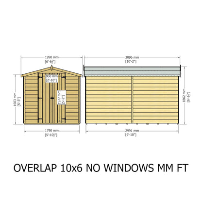 Shire Value 6' 7" x 9' 10" Apex Shed - Premium Coated Overlap