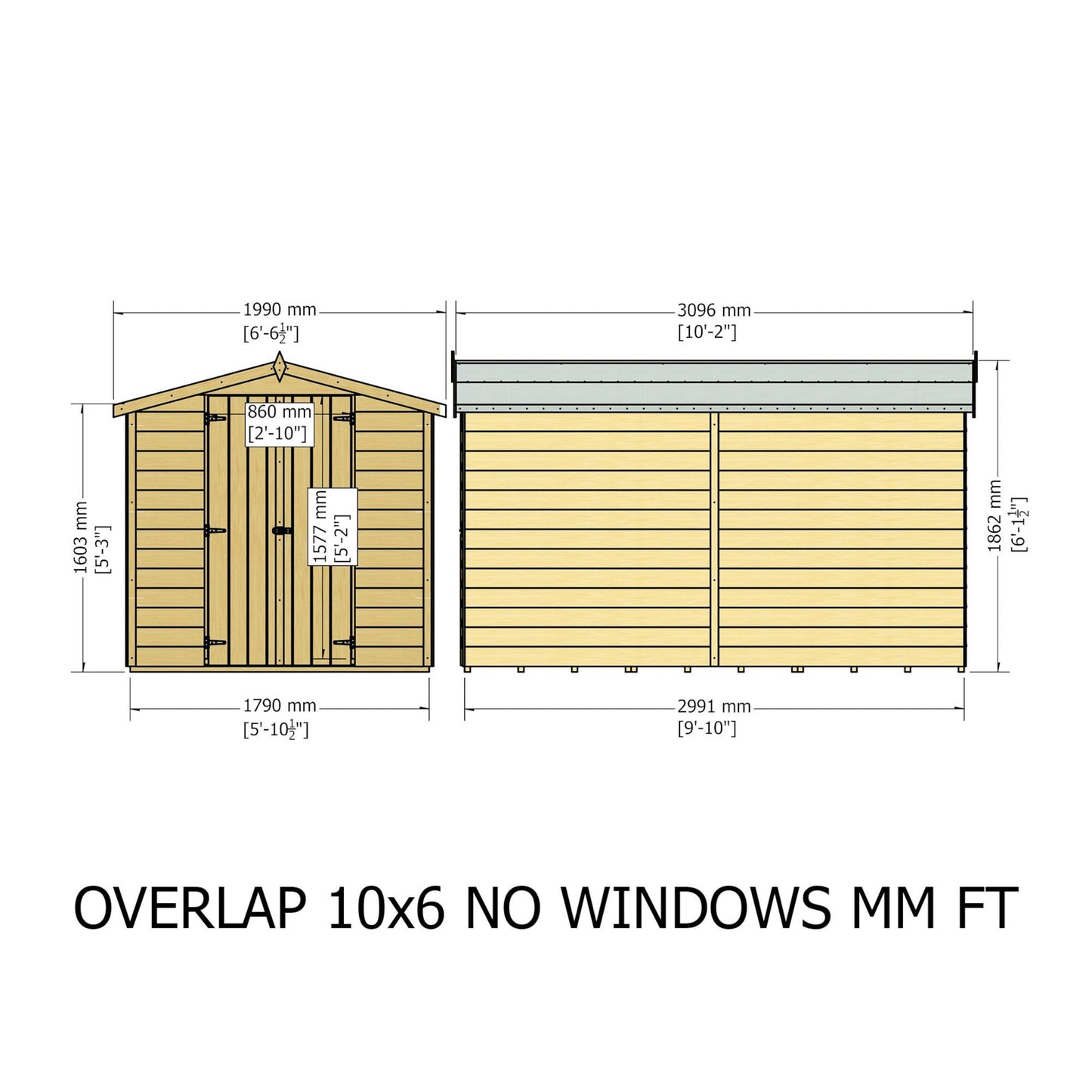 Shire Value 6' 7" x 9' 10" Apex Shed - Premium Coated Overlap