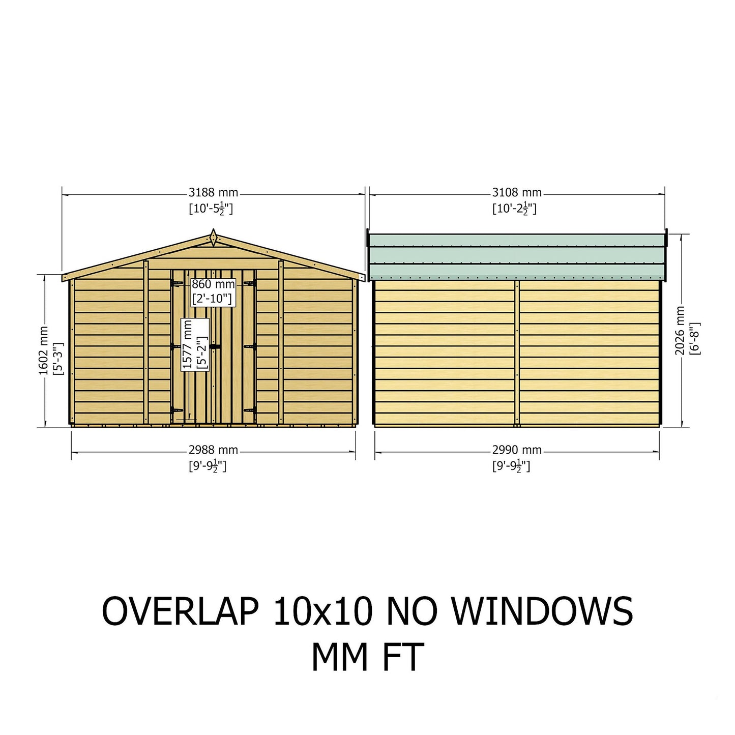 Shire Value 6' 7" x 9' 10" Apex Shed - Premium Coated Overlap