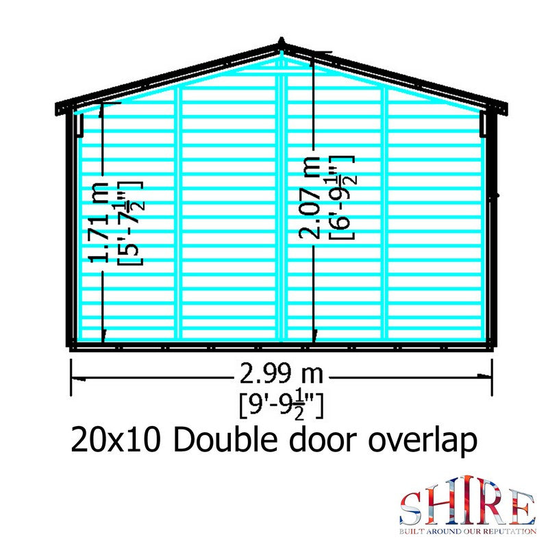 Shire Shire Value 10' 3" x 20' 4" Apex Shed - Premium Coated Overlap