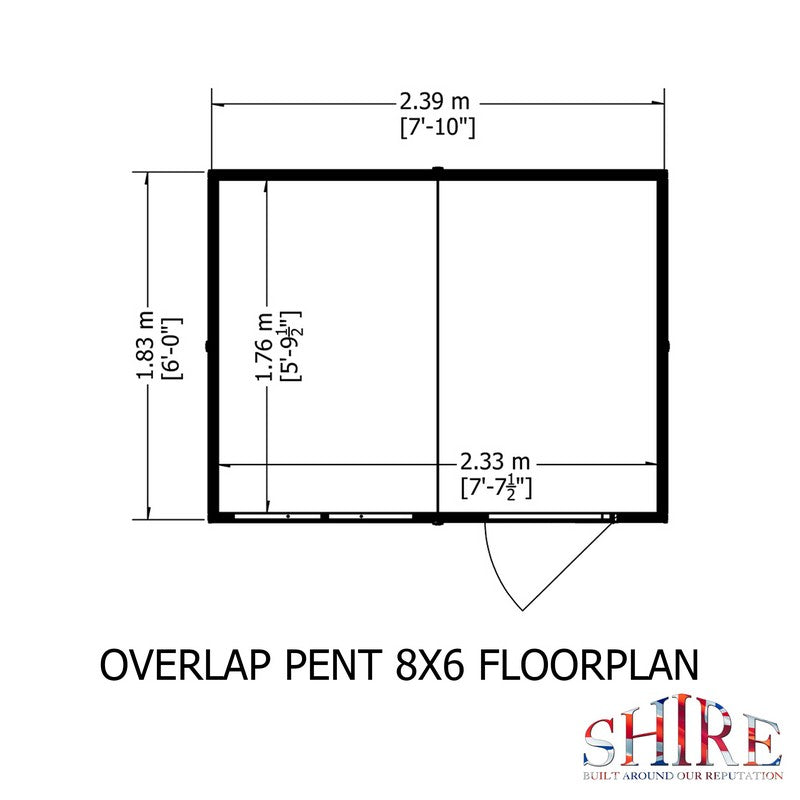 Shire Shire Value 8' 1" x 6' 6" Pent Shed - Premium Coated Overlap