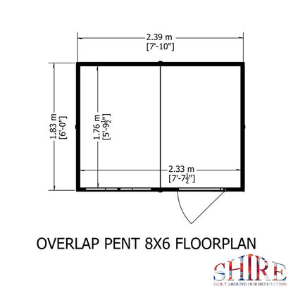 Shire Shire Value 8' 1" x 6' 6" Pent Shed - Premium Coated Overlap