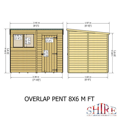 Shire Shire Value 8' 1" x 6' 6" Pent Shed - Premium Coated Overlap