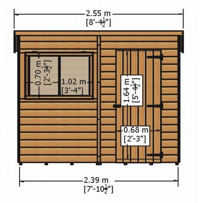 Shire Shire Value 8' 4" x 6' Pent Shed - Premium Coated Overlap