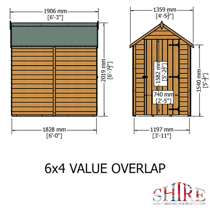 Shire Canterbury 4' 5" x 6' 3" Apex Shed - Premium Pressure Treated Overlap