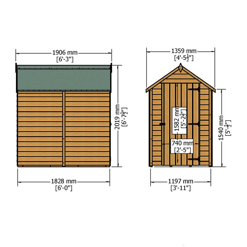 Shire Shire Canterbury 4' 5" x 6' 3" Apex Shed - Premium Pressure Treated Overlap