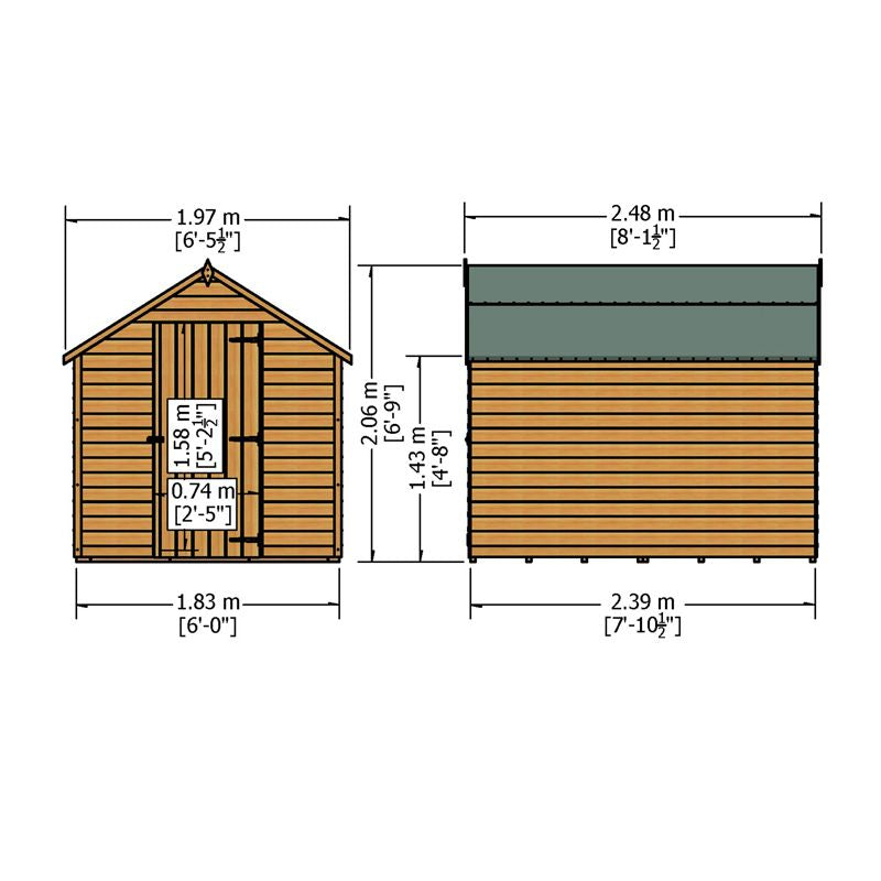 Shire Shire Canterbury 6' 5" x 8' 1" Apex Shed - Premium Pressure Treated Overlap