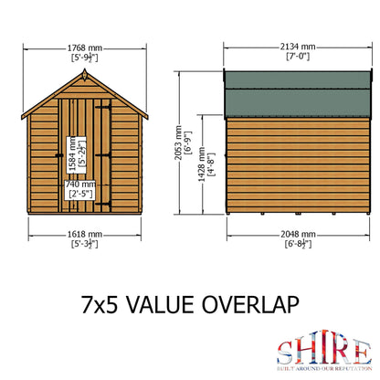 Shire Wiltshire 5' 11" x 6' 11" Apex Shed - Classic Dip Treated Overlap