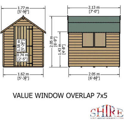 Shire Shire Cambridge 5' 9" x 6' 11" Apex Shed - Budget Dip Treated Overlap