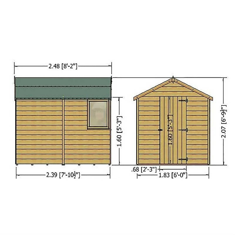 Shire Shire Cambridge 6' x 8' 1" Apex Shed - Premium Pressure Treated Overlap