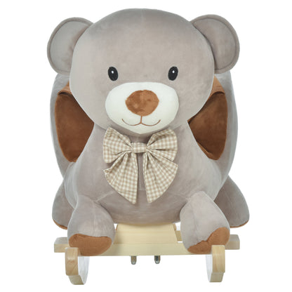 Toddlers Plush Bear Rocking Horse Grey