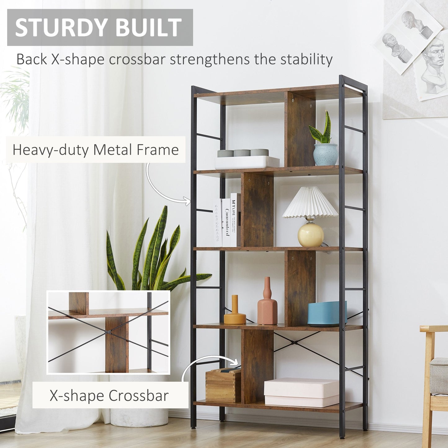 Industrial-Style Four-Tier Shelving Unit