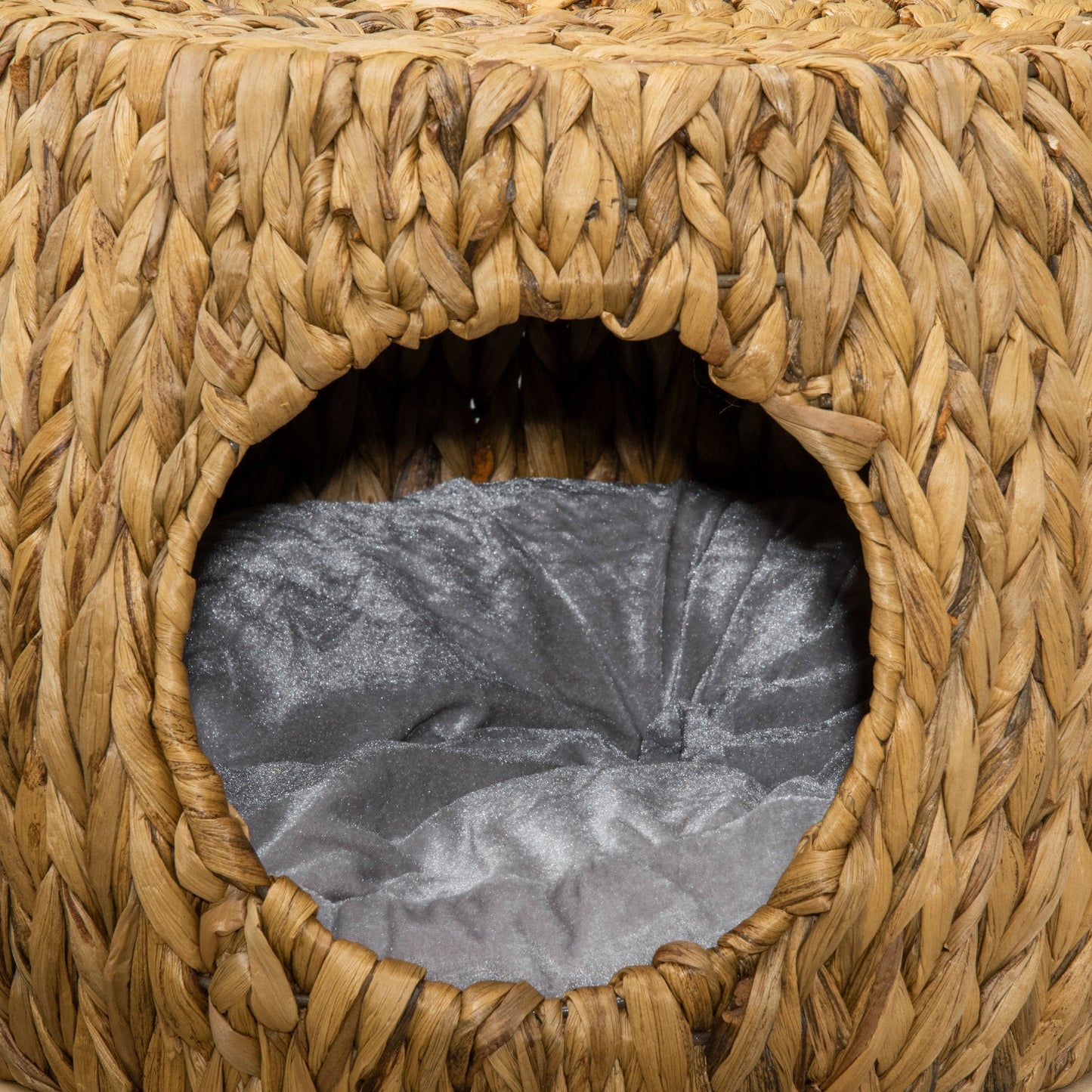 Pawhut Wicker Cat Bed Cat House Stool With Washable Cushion 44 X 43 X 41cm