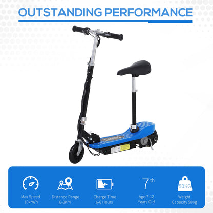 Homcom Foldable Electric Scooter For Kids 12V 120W Withbrake Kickstand -Blue