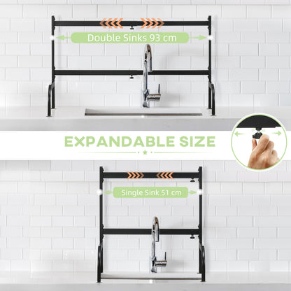 Space Saving 2 Tier Adjustable Dish Drainer Over The Sink Dish Drying Rack