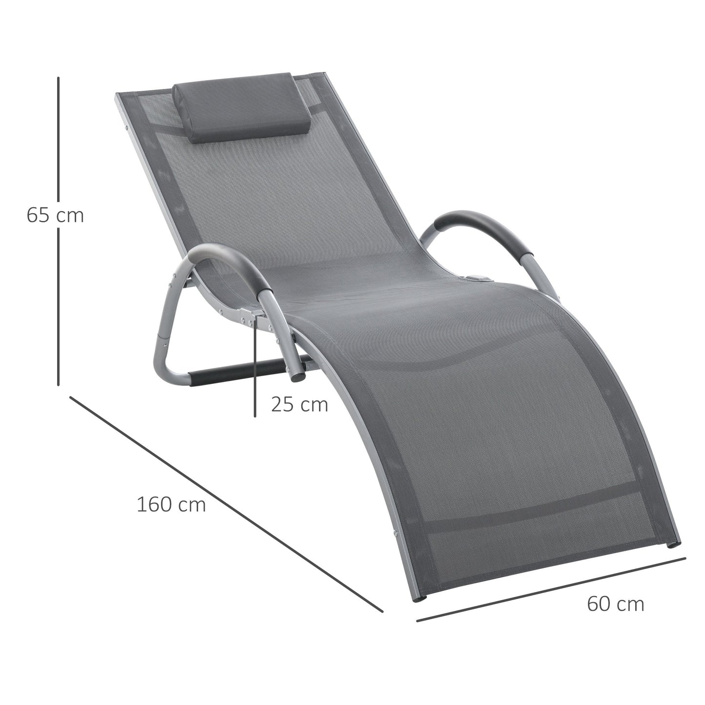 Lounger Chair Portable Armchair with Removable Pillow for Yard Beach Texteline