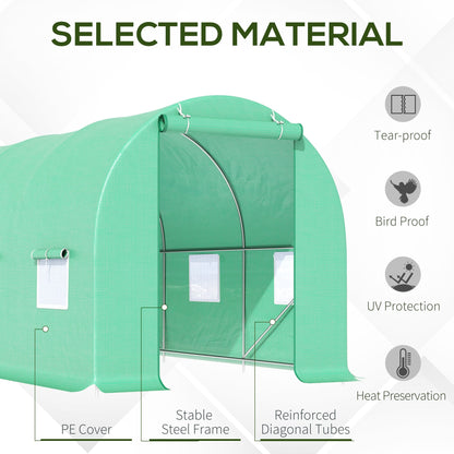 4.5m x 2m x 2m Walk-in Tunnel Greenhouse Garden Plant Growing House with Door and Ventilation Window