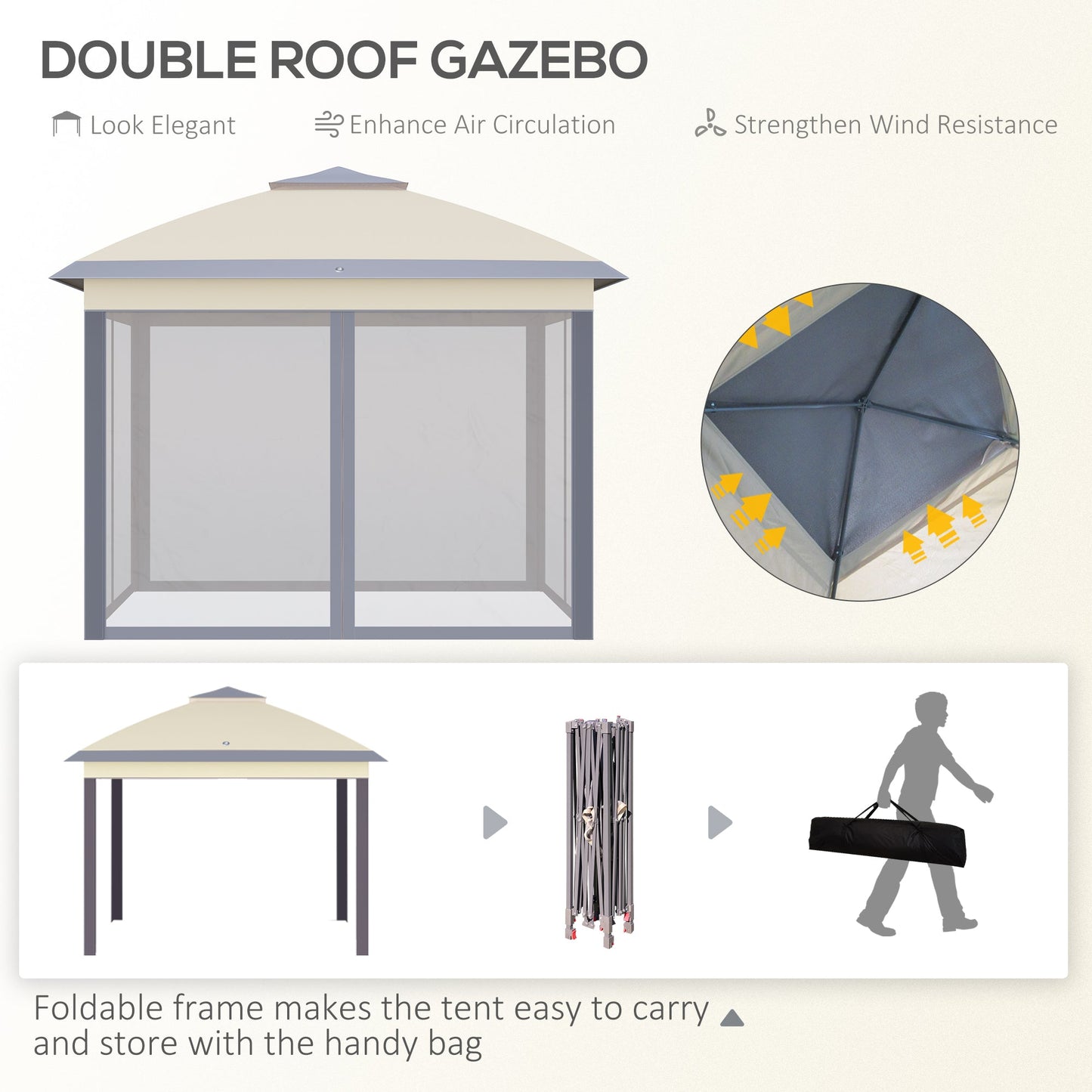 Outsunny 3.3 x 3.3M Pop Up Canopy