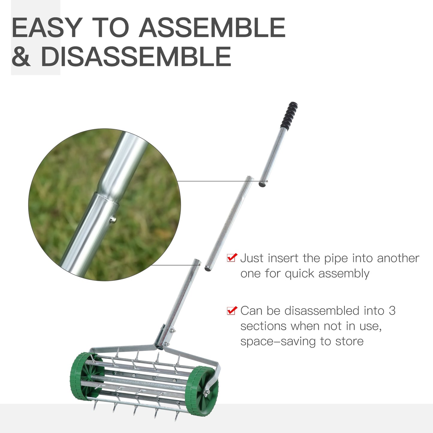 Metal 5 Spike Lawn Aerator Roller Green