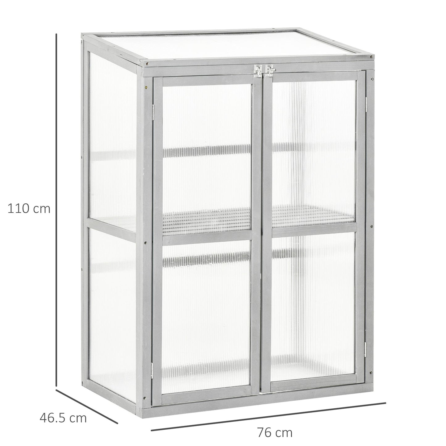 Wooden Cold Frame Greenhouse Polycarbonate Garden Grow House for Flower Vegetable Plants with Adjustable Shelf