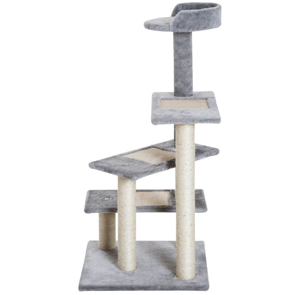 PawHut Plush Cat Tree Activity Center-Grey