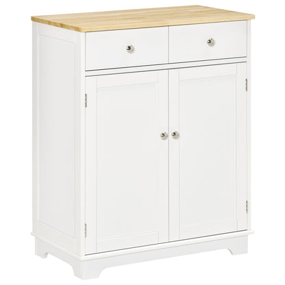 Kitchen Floor Cabinet Side Storage Cupboard Multi-use Sideboard Table with Solid Wood Top