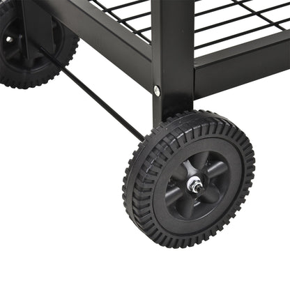 Steel 2-Grill Charcoal BBQ w/ Wheels Black