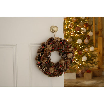 Wreath Christmas Decoration Green & Red - 36cm