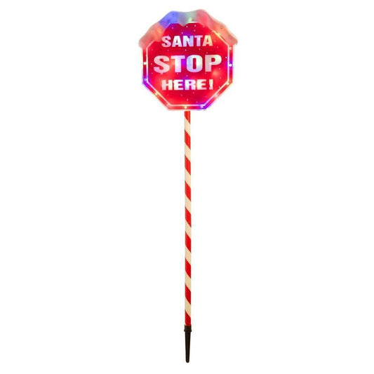 30 LED Multicolour Santa Stop Here Stake Lights 110cm