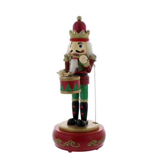 Animated Nutcracker Christmas Decoration Red & Gold - 32cm