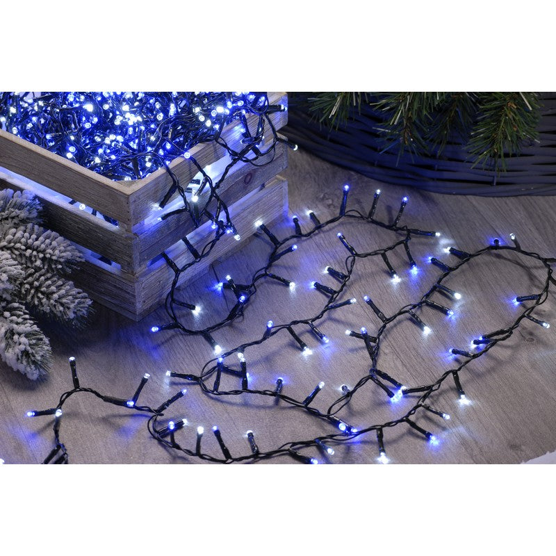 Christmas String Fairy Lights Multifunction Blue & White Outdoor 300 LED - 7.7m Firefly