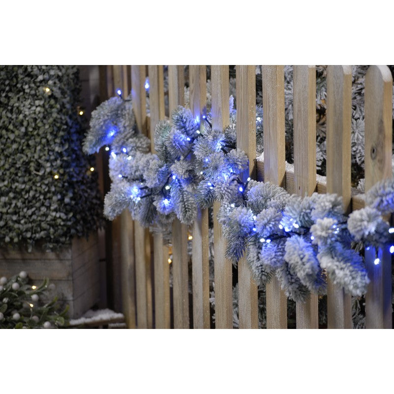 Christmas String Fairy Lights Multifunction Blue & White Outdoor 300 LED - 7.7m Firefly