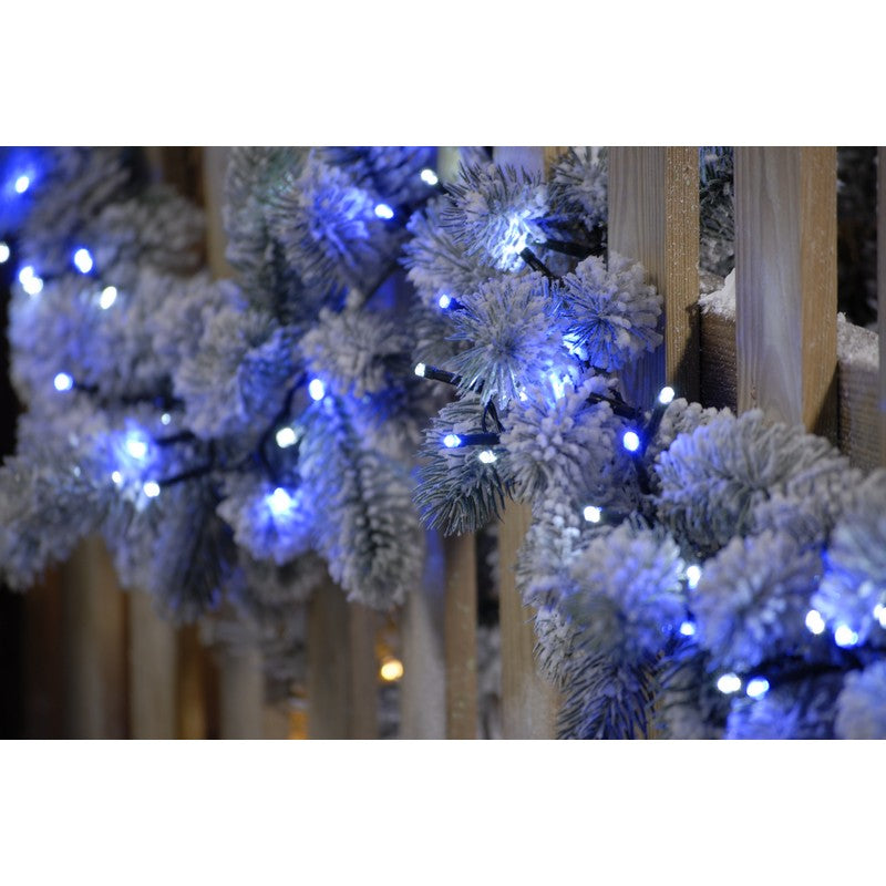 Christmas String Fairy Lights Multifunction Blue & White Outdoor 300 LED - 7.7m Firefly