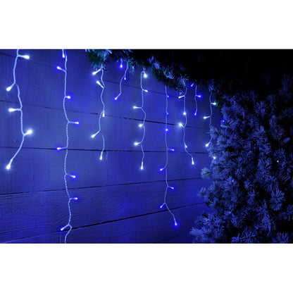 String Icicle Christmas Lights Multifunction Blue & White Outdoor 240 LED - 5.8m