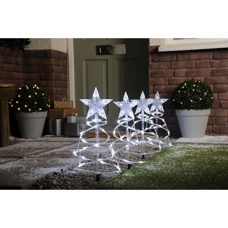 Set of 4 Spiral Pathfinder Trees - White