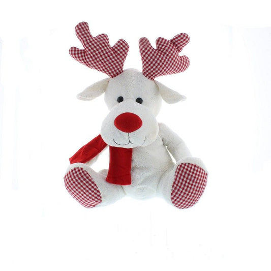 Reindeer Christmas Decoration White & Red - 29cm