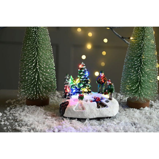 Christmas Snow Angels Scene - 13cm